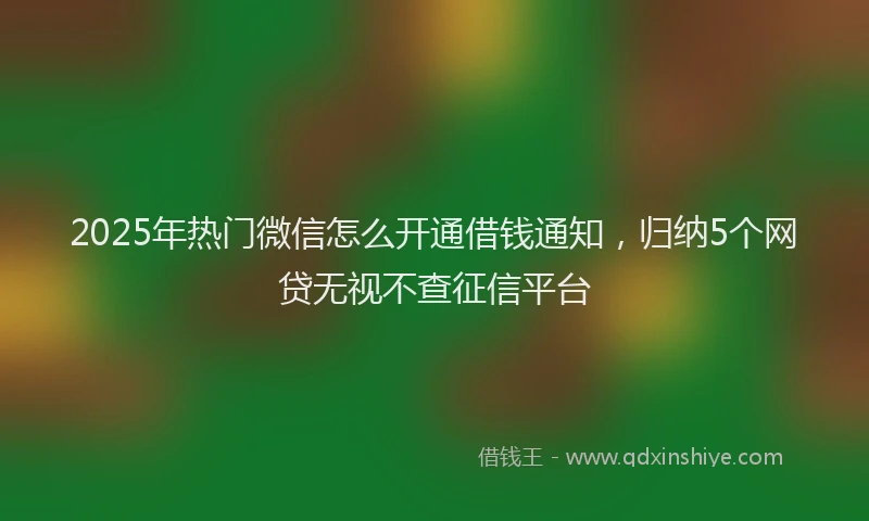 2025年热门微信怎么开通借钱通知，归纳5个网贷无视不查征信平台