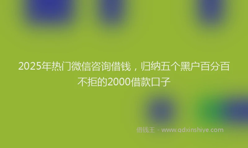 2025年热门微信咨询借钱，归纳五个黑户百分百不拒的2000借款口子