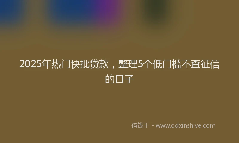 2025年热门快批贷款,整理5个低门槛不查征信的口子