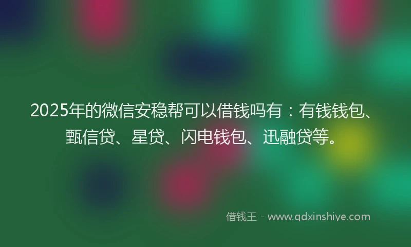 2025年的微信安稳帮可以借钱吗有：有钱钱包、甄信贷、星贷、闪电钱包、迅融贷等。