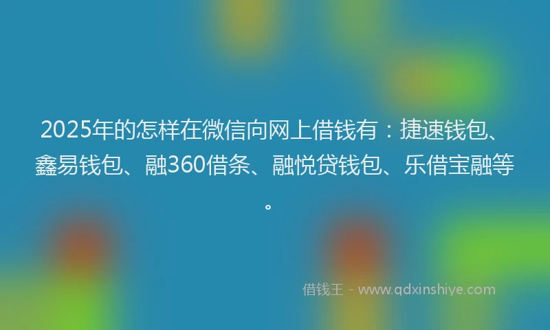 2025年的怎样在微信向网上借钱有：捷速钱包、鑫易钱包、融360借条、融悦贷钱包、乐借宝融等。