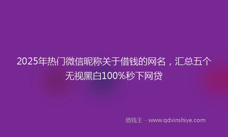 2025年热门微信昵称关于借钱的网名，汇总五个无视黑白100%秒下网贷