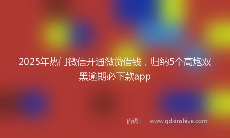 2025年热门微信开通微贷借钱，归纳5个高炮双黑逾期必下款app
