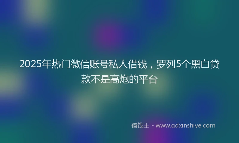 2025年热门微信账号私人借钱，罗列5个黑白贷款不是高炮的平台