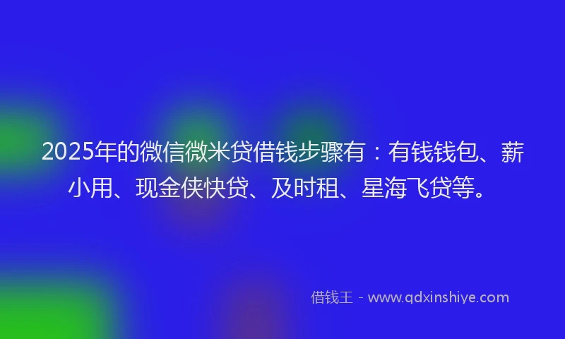 2025年的微信微米贷借钱步骤有：有钱钱包、薪小用、现金侠快贷、及时租、星海飞贷等。