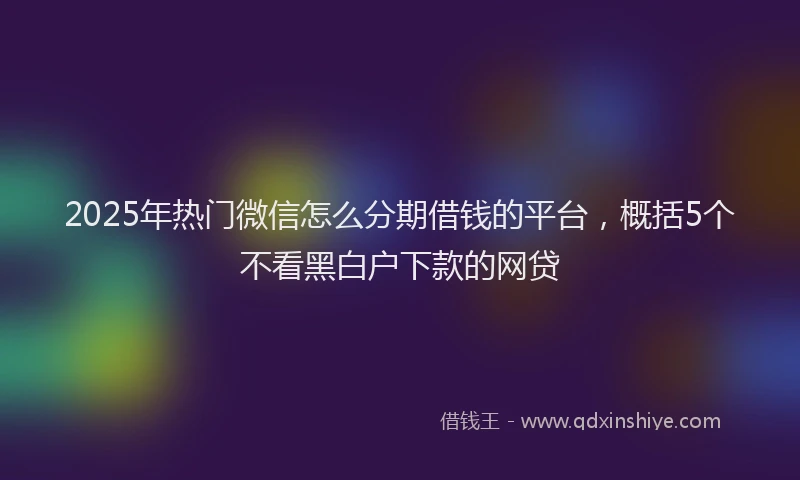2025年热门微信怎么分期借钱的平台，概括5个不看黑白户下款的网贷