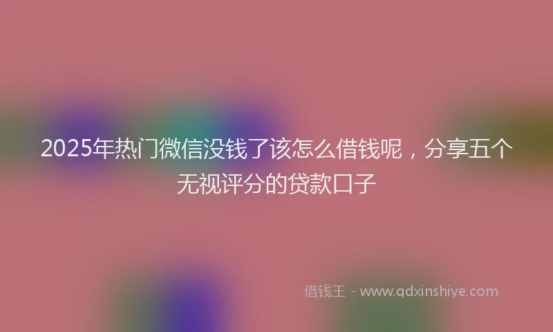 2025年热门微信没钱了该怎么借钱呢，分享五个无视评分的贷款口子