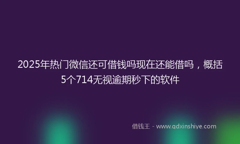 2025年热门微信还可借钱吗现在还能借吗，概括5个714无视逾期秒下的软件