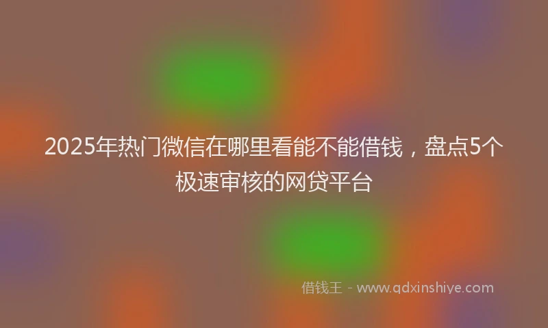 2025年热门微信在哪里看能不能借钱，盘点5个极速审核的网贷平台