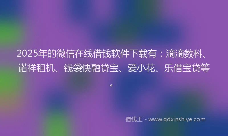 2025年的微信在线借钱软件下载有：滴滴数科、诺祥租机、钱袋快融贷宝、爱小花、乐借宝贷等。