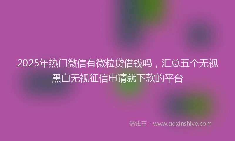 2025年热门微信有微粒贷借钱吗，汇总五个无视黑白无视征信申请就下款的平台