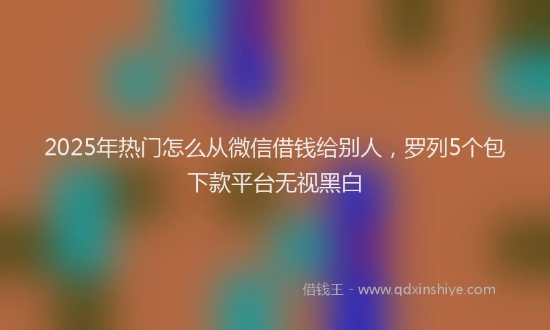 2025年热门怎么从微信借钱给别人，罗列5个包下款平台无视黑白