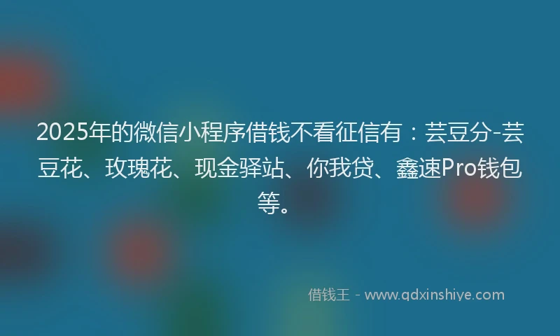 2025年的微信小程序借钱不看征信有：芸豆分-芸豆花、玫瑰花、现金驿站、你我贷、鑫速Pro钱包等。