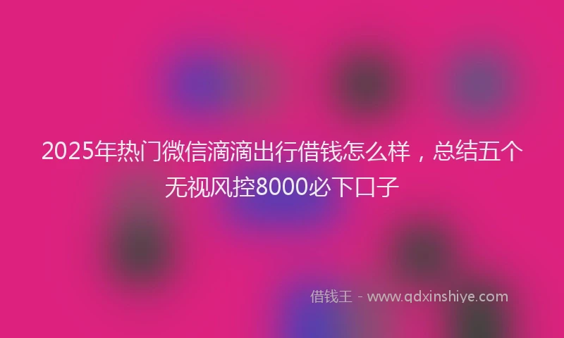 2025年热门微信滴滴出行借钱怎么样，总结五个无视风控8000必下口子