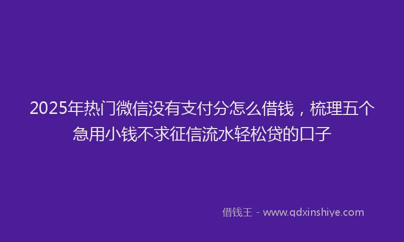 2025年热门微信没有支付分怎么借钱，梳理五个急用小钱不求征信流水轻松贷的口子