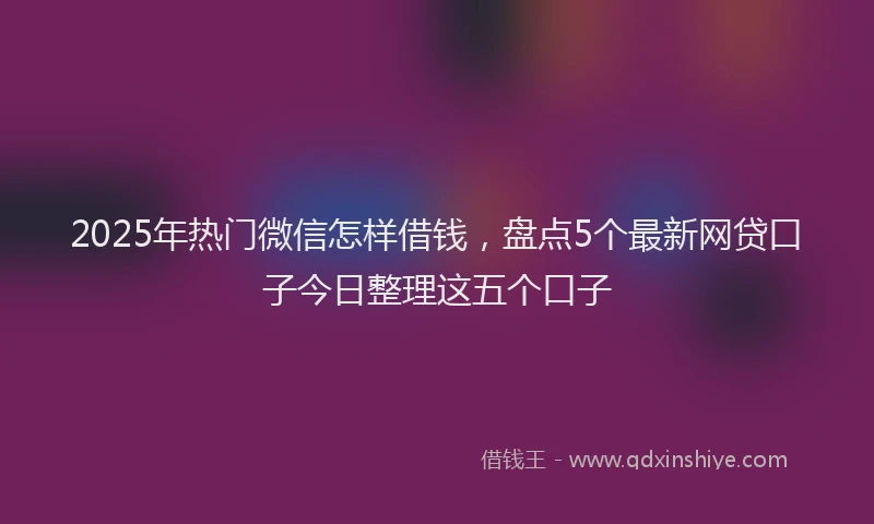 2025年热门微信怎样借钱，盘点5个最新网贷口子今日整理这五个口子