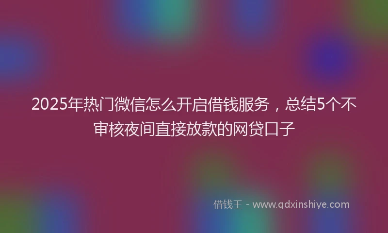 2025年热门微信怎么开启借钱服务，总结5个不审核夜间直接放款的网贷口子