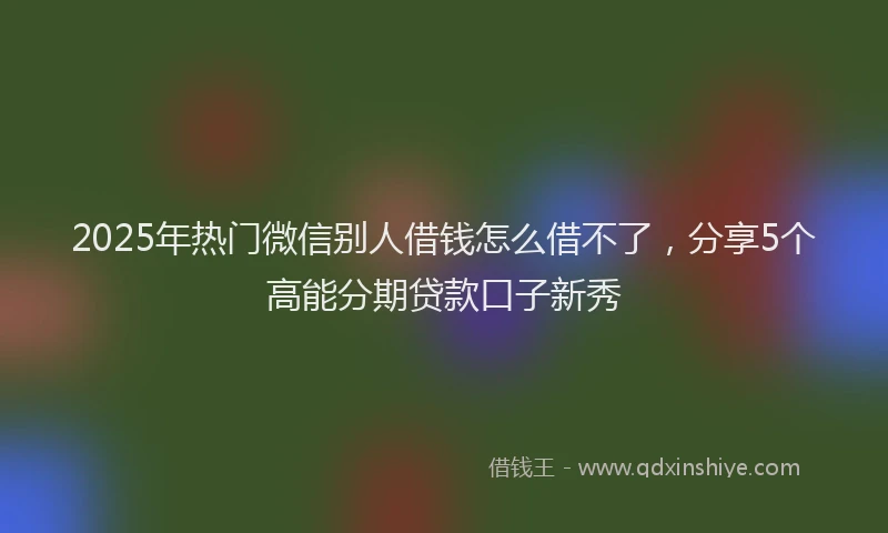 2025年热门微信别人借钱怎么借不了，分享5个高能分期贷款口子新秀