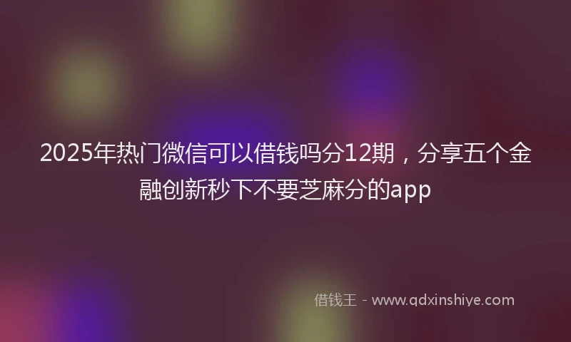 2025年热门微信可以借钱吗分12期，分享五个金融创新秒下不要芝麻分的app