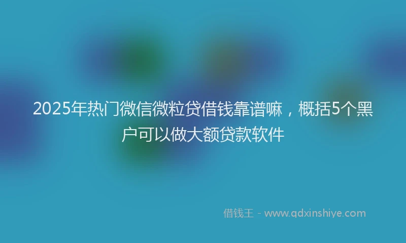 2025年热门微信微粒贷借钱靠谱嘛，概括5个黑户可以做大额贷款软件