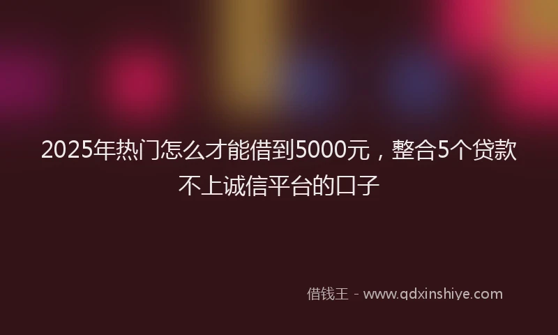 2025年热门怎么才能借到5000元，整合5个贷款不上诚信平台的口子