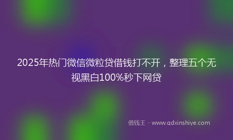 2025年热门微信微粒贷借钱打不开，整理五个无视黑白100%秒下网贷