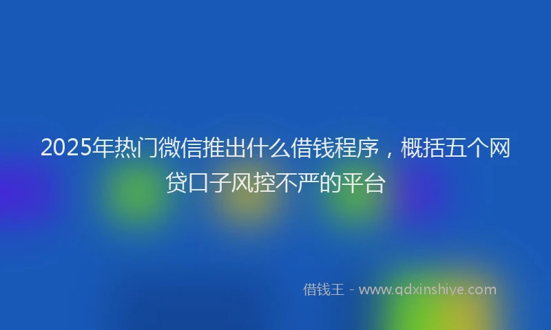 2025年热门微信推出什么借钱程序，概括五个网贷口子风控不严的平台