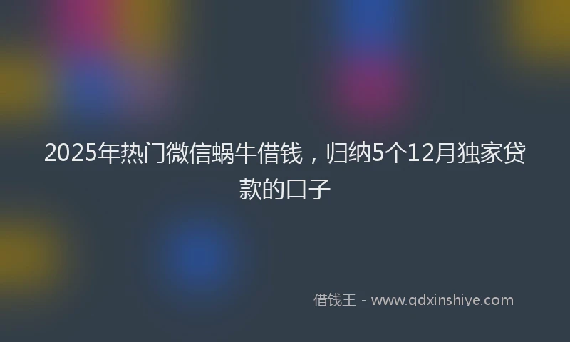 2025年热门微信蜗牛借钱，归纳5个12月独家贷款的口子