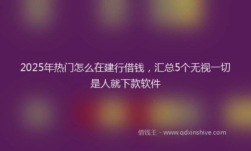 2025年热门怎么在建行借钱，汇总5个无视一切是人就下款软件