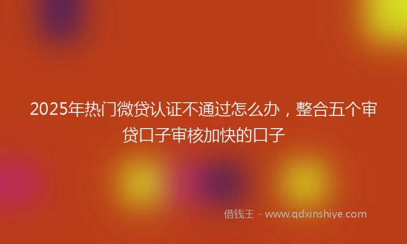 2025年热门微贷认证不通过怎么办，整合五个审贷口子审核加快的口子