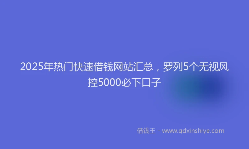2025年热门快速借钱网站汇总，罗列5个无视风控5000必下口子