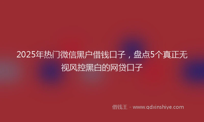2025年热门微信黑户借钱口子，盘点5个真正无视风控黑白的网贷口子