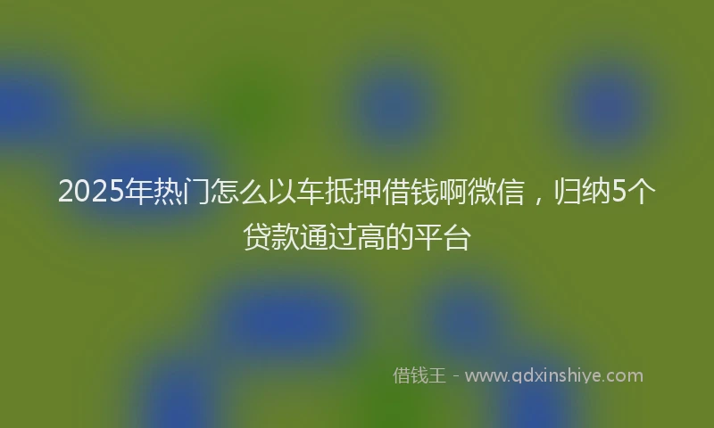 2025年热门怎么以车抵押借钱啊微信，归纳5个贷款通过高的平台