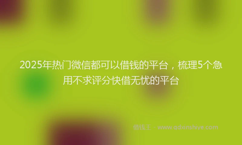 2025年热门微信都可以借钱的平台，梳理5个急用不求评分快借无忧的平台