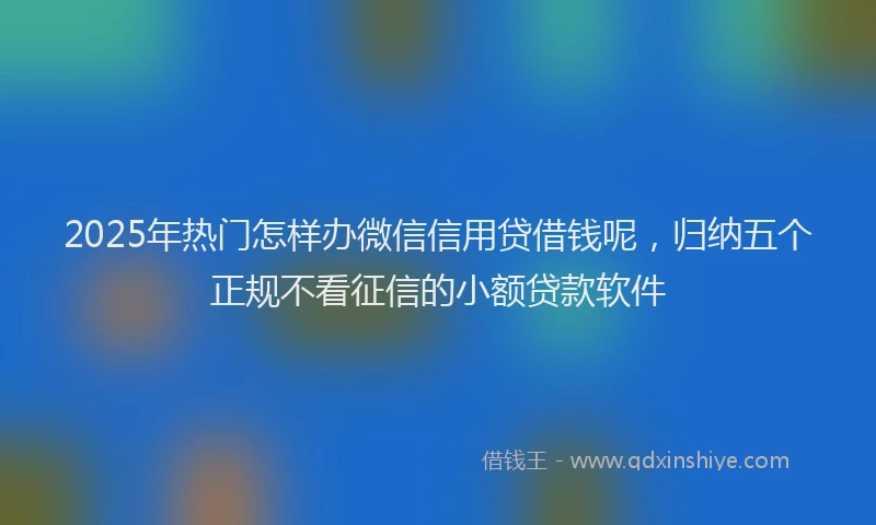 2025年热门怎样办微信信用贷借钱呢，归纳五个正规不看征信的小额贷款软件