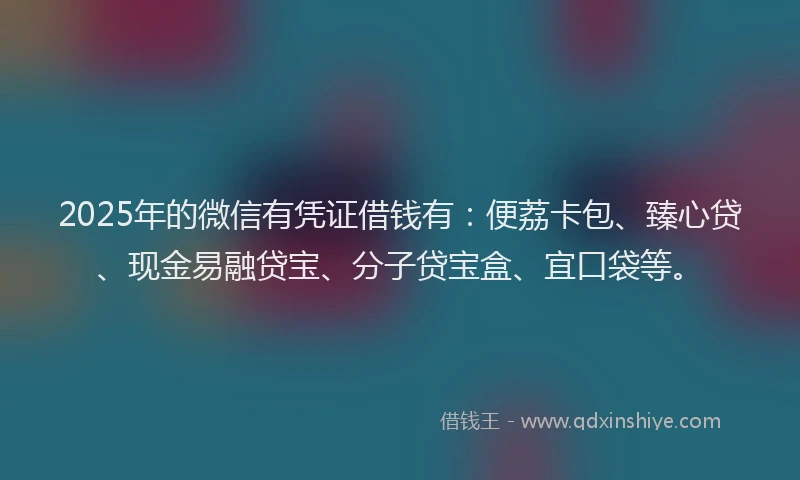 2025年的微信有凭证借钱有：便荔卡包、臻心贷、现金易融贷宝、分子贷宝盒、宜口袋等。