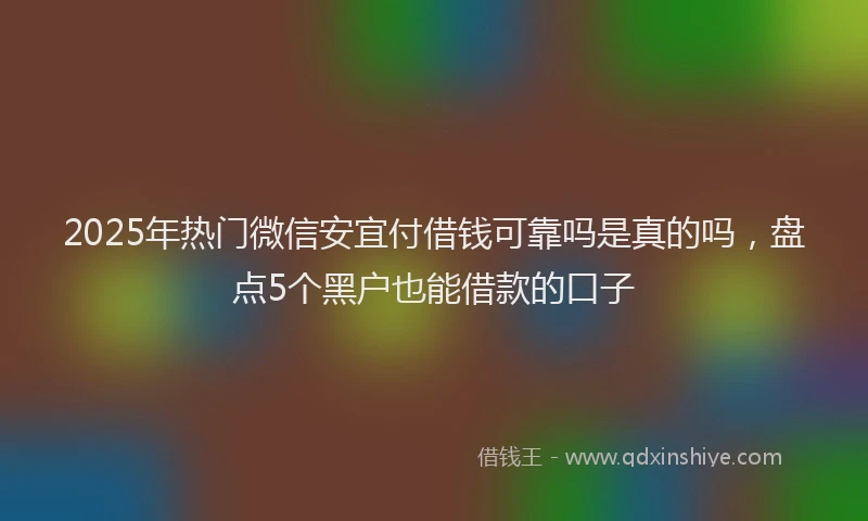 2025年热门微信安宜付借钱可靠吗是真的吗，盘点5个黑户也能借款的口子