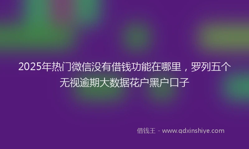 2025年热门微信没有借钱功能在哪里，罗列五个无视逾期大数据花户黑户口子
