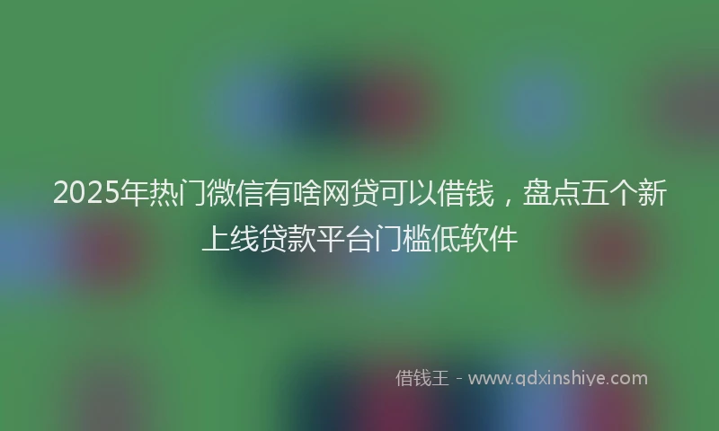 2025年热门微信有啥网贷可以借钱，盘点五个新上线贷款平台门槛低软件