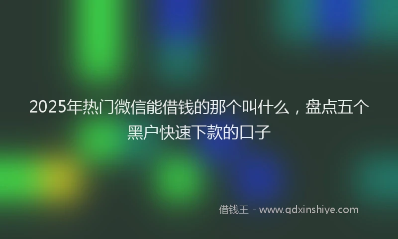 2025年热门微信能借钱的那个叫什么，盘点五个黑户快速下款的口子