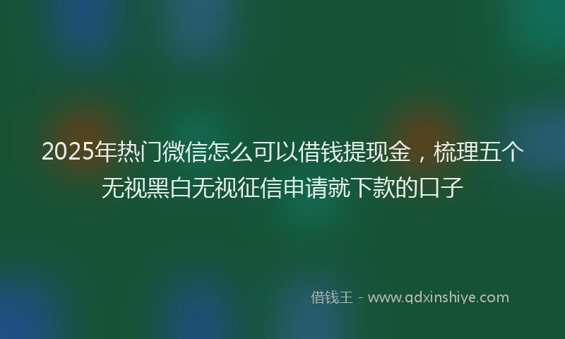 2025年热门微信怎么可以借钱提现金，梳理五个无视黑白无视征信申请就下款的口子