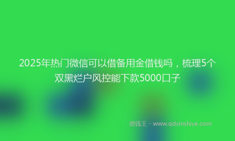 2025年热门微信可以借备用金借钱吗，梳理5个双黑烂户风控能下款5000口子