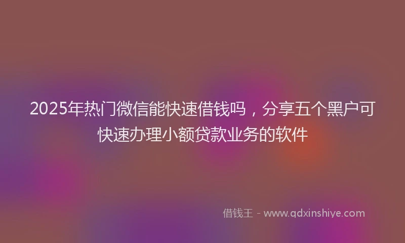 2025年热门微信能快速借钱吗，分享五个黑户可快速办理小额贷款业务的软件