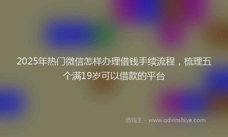 2025年热门微信怎样办理借钱手续流程，梳理五个满19岁可以借款的平台