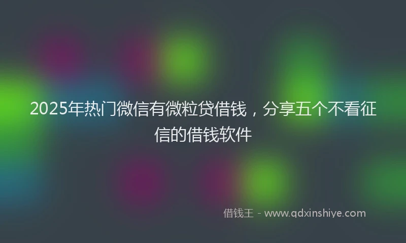 2025年热门微信有微粒贷借钱，分享五个不看征信的借钱软件