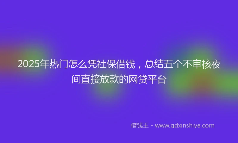 2025年热门怎么凭社保借钱，总结五个不审核夜间直接放款的网贷平台