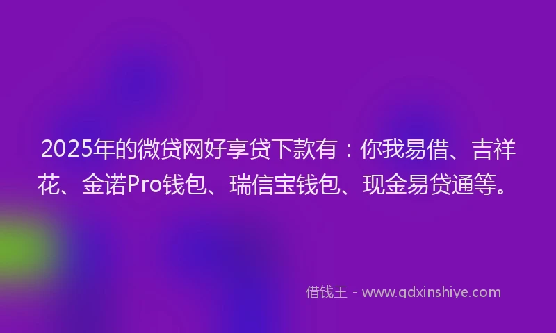 2025年的微贷网好享贷下款有：你我易借、吉祥花、金诺Pro钱包、瑞信宝钱包、现金易贷通等。