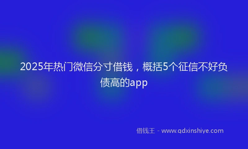 2025年热门微信分寸借钱，概括5个征信不好负债高的app