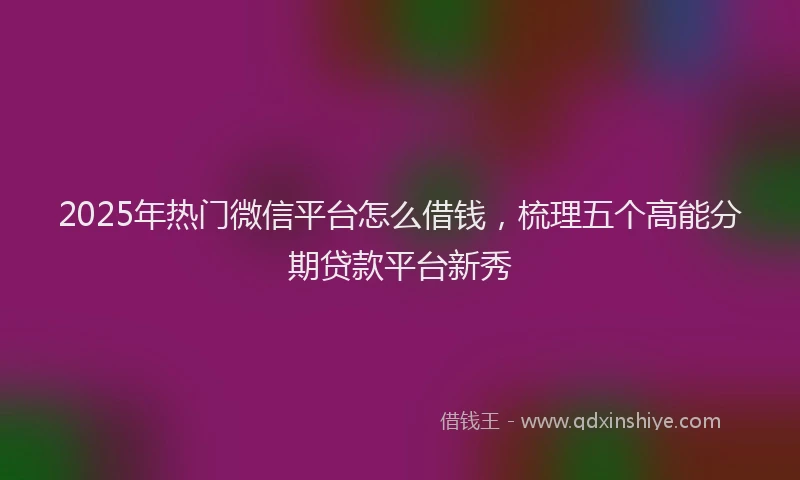 2025年热门微信平台怎么借钱，梳理五个高能分期贷款平台新秀