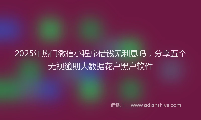 2025年热门微信小程序借钱无利息吗，分享五个无视逾期大数据花户黑户软件